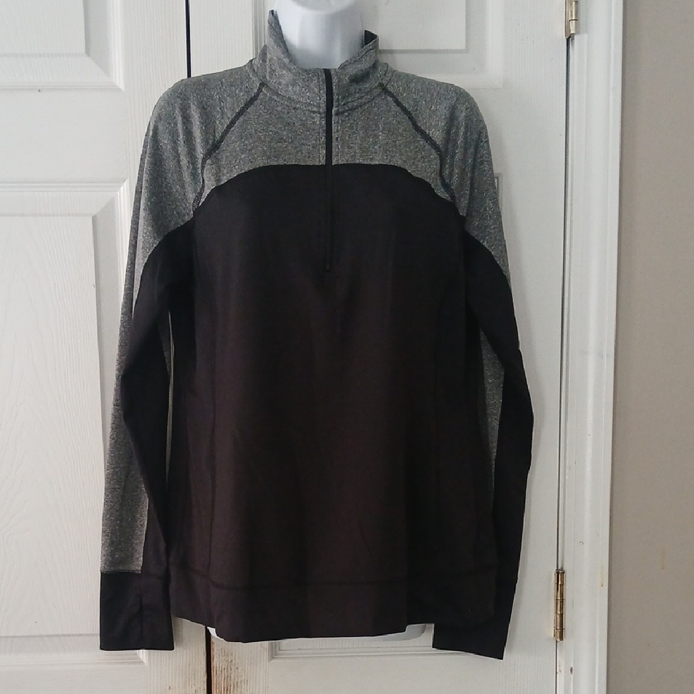 Tek Gear Drytek Black and Gray Quarter-Zip lightweight Pullover Sz L NWOT